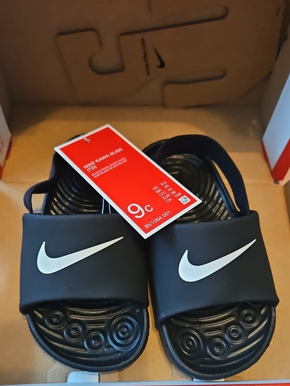 TODDLER 9C BLACK NIKE KAWA SLIDES